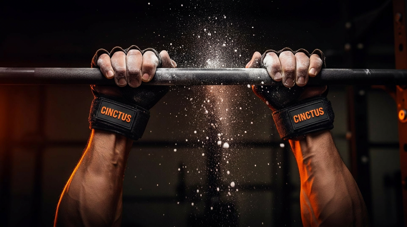 Manos con calleras de crossfit en barra olímpica